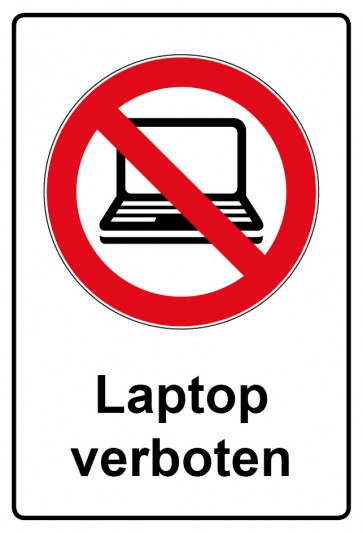 Schild Verbotszeichen Piktogramm & Text deutsch · Laptop verboten (Verbotsschild)