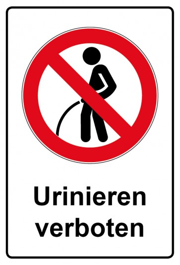 Aufkleber Verbotszeichen rechteckig mit Text Urinieren verboten