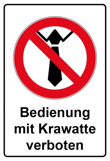 Aufkleber Verbotszeichen Piktogramm & Text deutsch · Bedienung mit Krawatte verboten (Verbotsaufkleber)