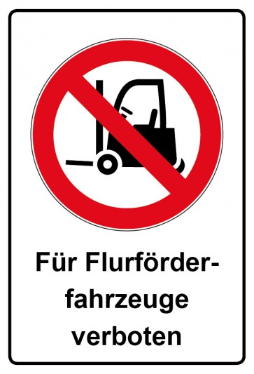 Aufkleber Verbotszeichen rechteckig mit Text Für Flurförderfahrzeuge verboten