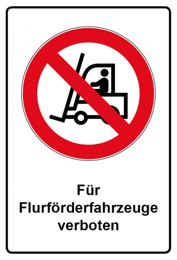 Schild Verbotszeichen Piktogramm & Text deutsch · Für Flurförderfahrzeuge verboten | selbstklebend