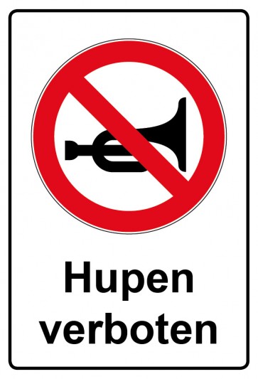 Schild Verbotszeichen Piktogramm & Text deutsch · Hupen verboten (Verbotsschild)