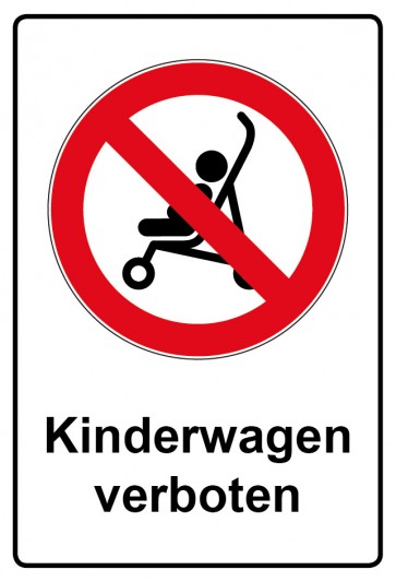 Aufkleber Verbotszeichen Piktogramm & Text deutsch · Kinderwagen verboten | stark haftend (Verbotsaufkleber)