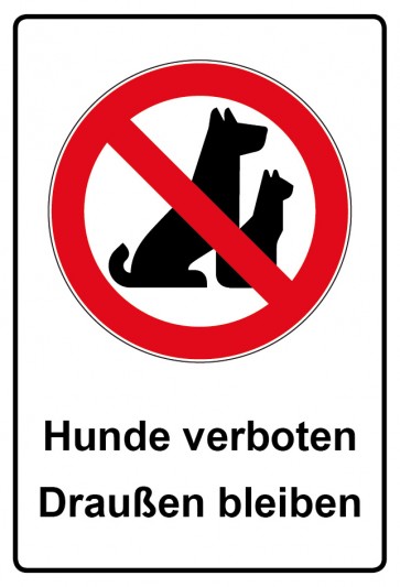 Aufkleber Verbotszeichen Piktogramm & Text deutsch · Hunde verboten Draußen bleiben (Verbotsaufkleber)