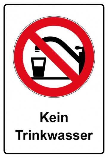 Aufkleber Verbotszeichen rechteckig mit Text Kein Trinkwasser