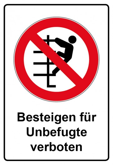 Aufkleber Verbotszeichen Piktogramm & Text deutsch · Besteigen für Unbefugte verboten (Verbotsaufkleber)