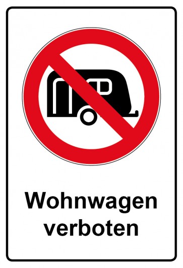 Aufkleber Verbotszeichen Piktogramm & Text deutsch · Wohnwagen verboten (Verbotsaufkleber)