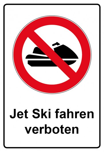 Schild Verbotszeichen Piktogramm & Text deutsch · Jet Ski fahren verboten (Verbotsschild)