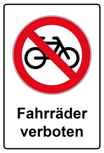 Aufkleber Verbotszeichen Piktogramm & Text deutsch · Fahrräder verboten (Verbotsaufkleber)
