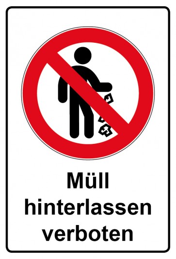 Aufkleber Verbotszeichen Piktogramm & Text deutsch · Müll hinterlassen verboten (Verbotsaufkleber)