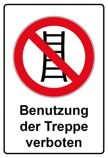 Aufkleber Verbotszeichen Piktogramm & Text deutsch · Benutzung der Treppe verboten (Verbotsaufkleber)