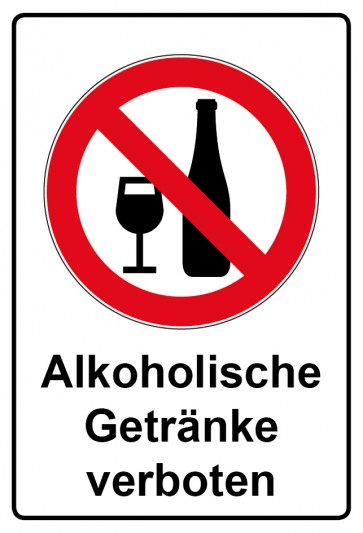 Schild Verbotszeichen Piktogramm & Text deutsch · Alkoholische Getränke verboten (Verbotsschild)