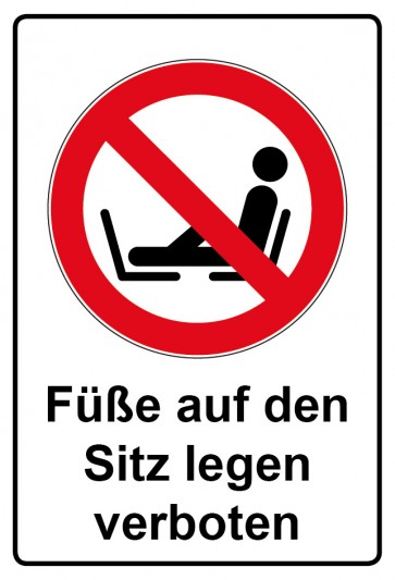 Aufkleber Verbotszeichen Piktogramm & Text deutsch · Füße auf den Sitz legen verboten (Verbotsaufkleber)