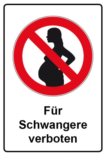 Aufkleber Verbotszeichen rechteckig mit Text Für Schwangere verboten