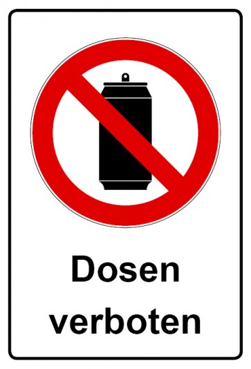 Aufkleber Verbotszeichen Piktogramm & Text deutsch · Dosen verboten | stark haftend (Verbotsaufkleber)