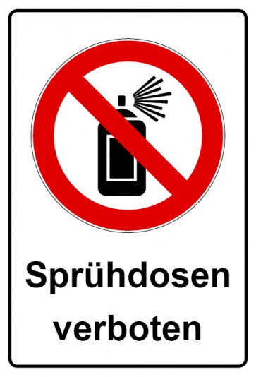 Aufkleber Verbotszeichen Piktogramm & Text deutsch · Sprühdosen verboten (Verbotsaufkleber)