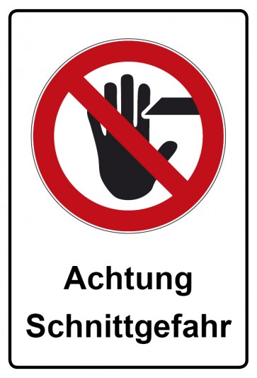 Schild Verbotszeichen Piktogramm & Text deutsch · Achtung Schnittgefahr (Verbotsschild)