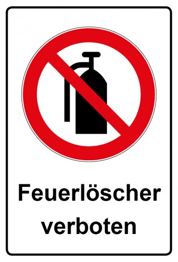Aufkleber Verbotszeichen Piktogramm & Text deutsch · Feuerlöscher verboten (Verbotsaufkleber)