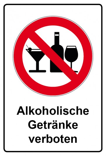Aufkleber Verbotszeichen Piktogramm & Text deutsch · Alkoholische Getränke verboten | stark haftend (Verbotsaufkleber)