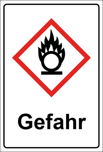 GHS 03-Kombiaufkleber Flamme über Kreis, entzündend wirkende Stoffe Gefahr