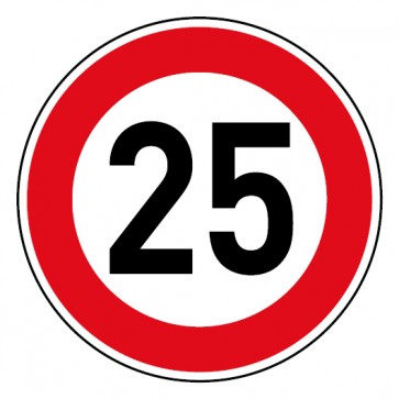 Schild Geschwindigkeitszeichen Tempo Limit 25 km/h Schild | selbstklebend