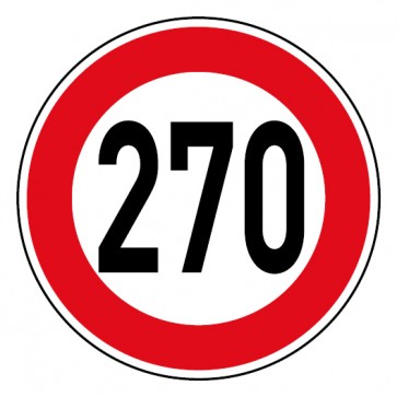 Geschwindigkeitsszeichen Tempo Limit 270 km/h Schild · Magnetschild - Magnetfolie