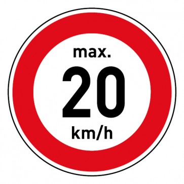 Aufkleber Geschwindigkeitszeichen Tempolimit max. 20 km/h