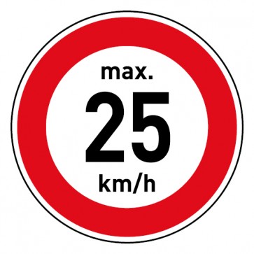 Schild Geschwindigkeitszeichen Tempolimit max. 25 km/h | selbstklebend
