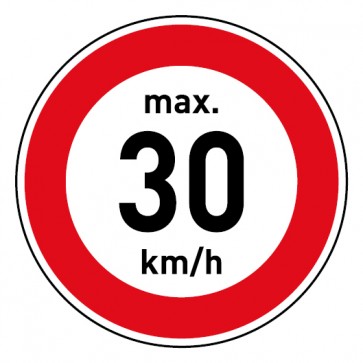 Aufkleber Geschwindigkeitszeichen Tempolimit max. 30 km/h | stark haftend