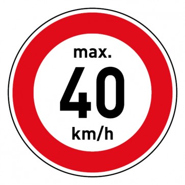 Aufkleber Geschwindigkeitszeichen Tempolimit max. 40 km/h | stark haftend