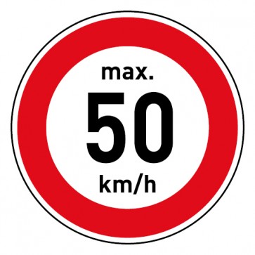 Aufkleber Geschwindigkeitszeichen Tempolimit max. 50 km/h | stark haftend