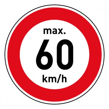 Schild Geschwindigkeitszeichen Tempolimit max. 60 km/h | selbstklebend