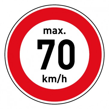 Schild Geschwindigkeitszeichen Tempolimit max. 70 km/h | selbstklebend