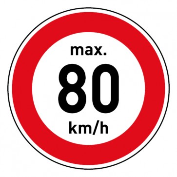 Aufkleber Geschwindigkeitszeichen Tempolimit max. 80 km/h | stark haftend