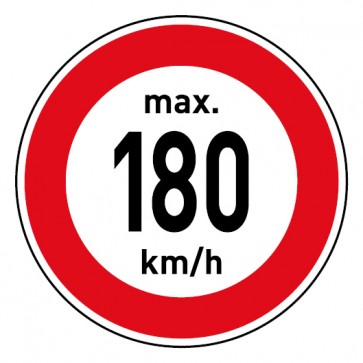 Aufkleber Geschwindigkeitszeichen Tempolimit max. 180 km/h