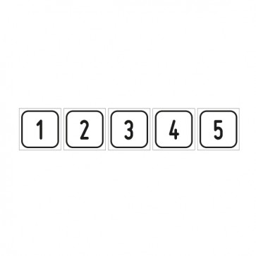 Aufkleber Zahlen-Set "1-5" · viereckig - schwarz / weiß