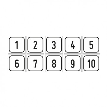 MAGNETSCHILD Zahlen-Set "1-10" · viereckig - schwarz / weiß