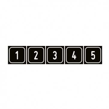 Schilder Zahlen-Set "1-5" · viereckig - weiß / schwarz | selbstklebend