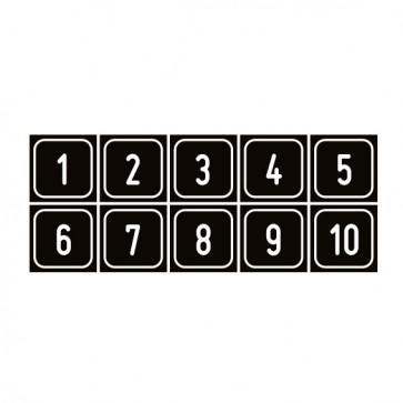MAGNETSCHILD Zahlen-Set "1-10" · viereckig - weiß / schwarz