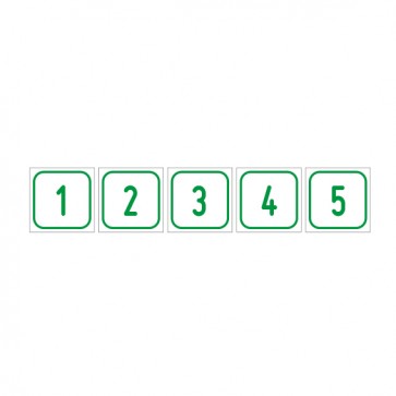 Schilder Zahlen-Set "1-5" · viereckig - grün / weiß