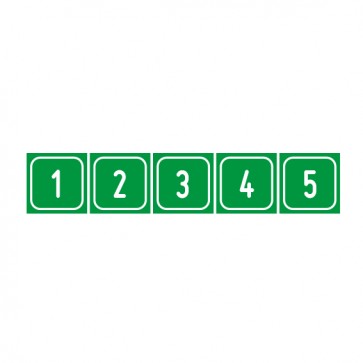 Aufkleber Zahlen-Set "1-5" · viereckig - weiß / grün