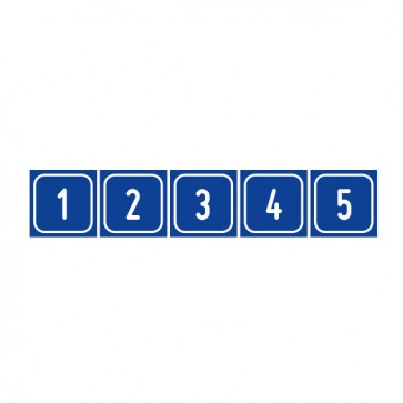 Schilder Zahlen-Set "1-5" · viereckig - weiß / blau