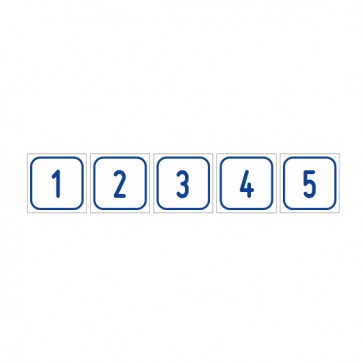 Schilder Zahlen-Set "1-5" · viereckig - blau / weiß | selbstklebend