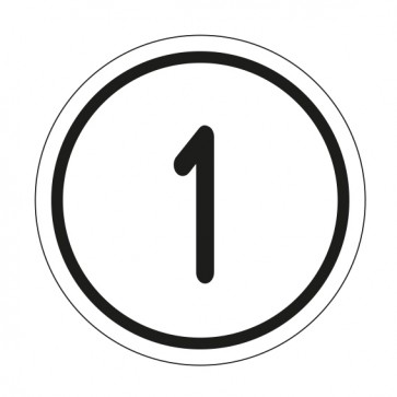 Schilder Zahlen-Set "1-1" · rund · schwarz / weiß | selbstklebend