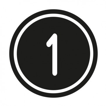 Schilder Zahlen-Set "1-1" · rund · weiß / schwarz | selbstklebend