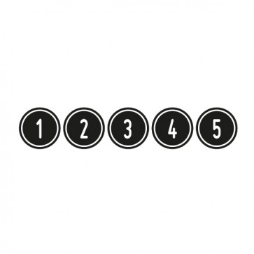 Aufkleber Zahlen-Set "1-5" · rund · weiß / schwarz