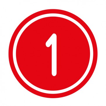 Schilder Zahlen-Set "1-1" · rund · weiß / rot | selbstklebend