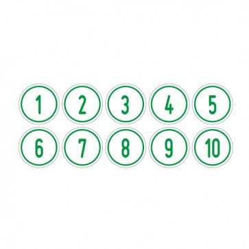 Schilder Zahlen-Set "1-10" · rund · grün / weiß