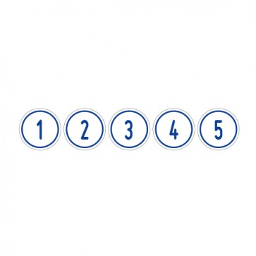 Schilder Zahlen-Set "1-5" · rund · blau / weiß