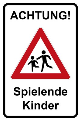 Achtung spielende Kinder Nr 3297 Warnschild Straßenschild Schild 